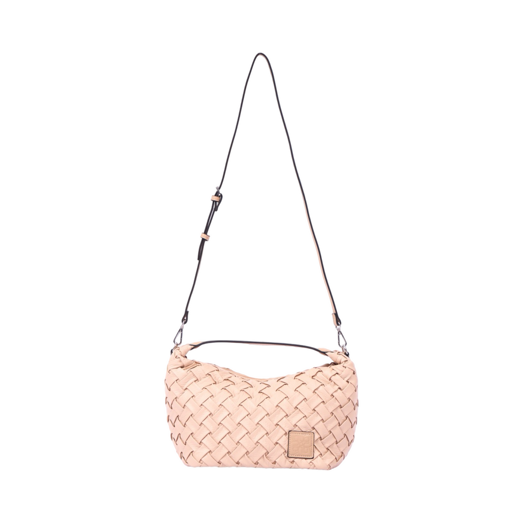 Urban Weave Collection – Crescent Shoulder Bag – Beige