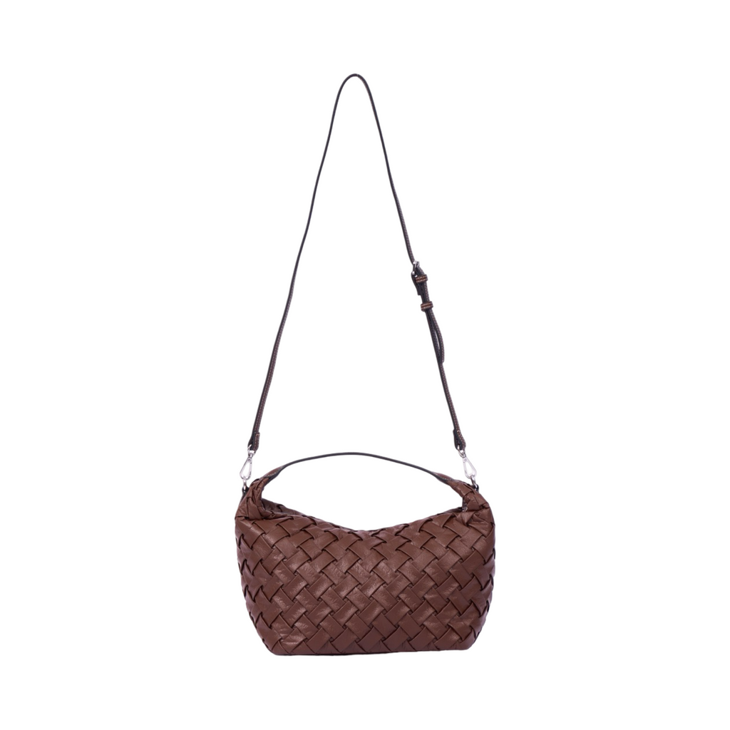 Urban Weave Collection – Crescent Shoulder Bag – Chocolate