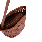Urban Weave – Woven Basket Crossbody Bag – Chestnut Brown