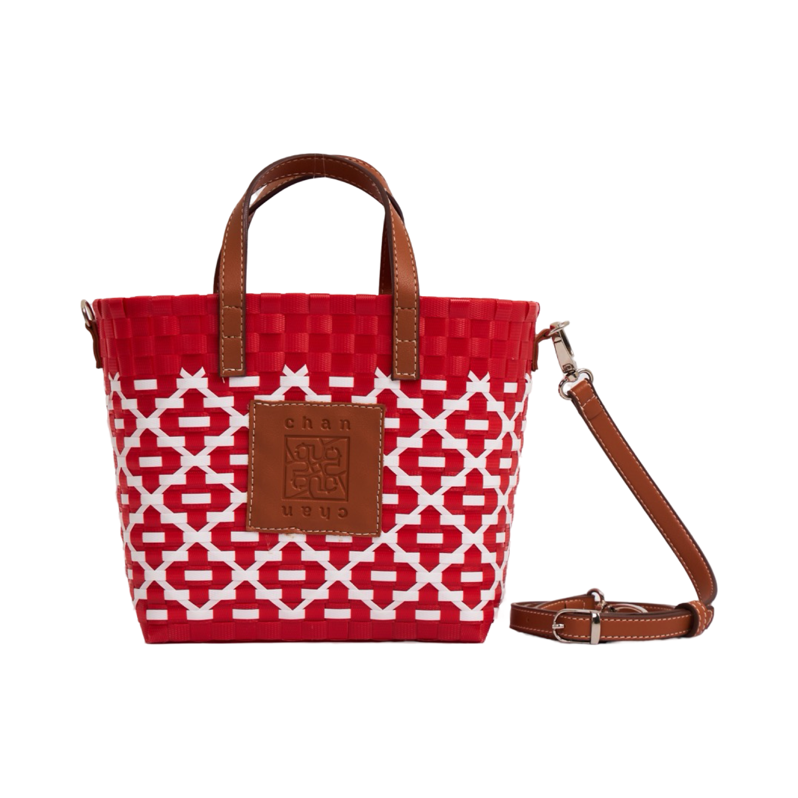 Thai Pattern Basket Bag With Strap S - Red