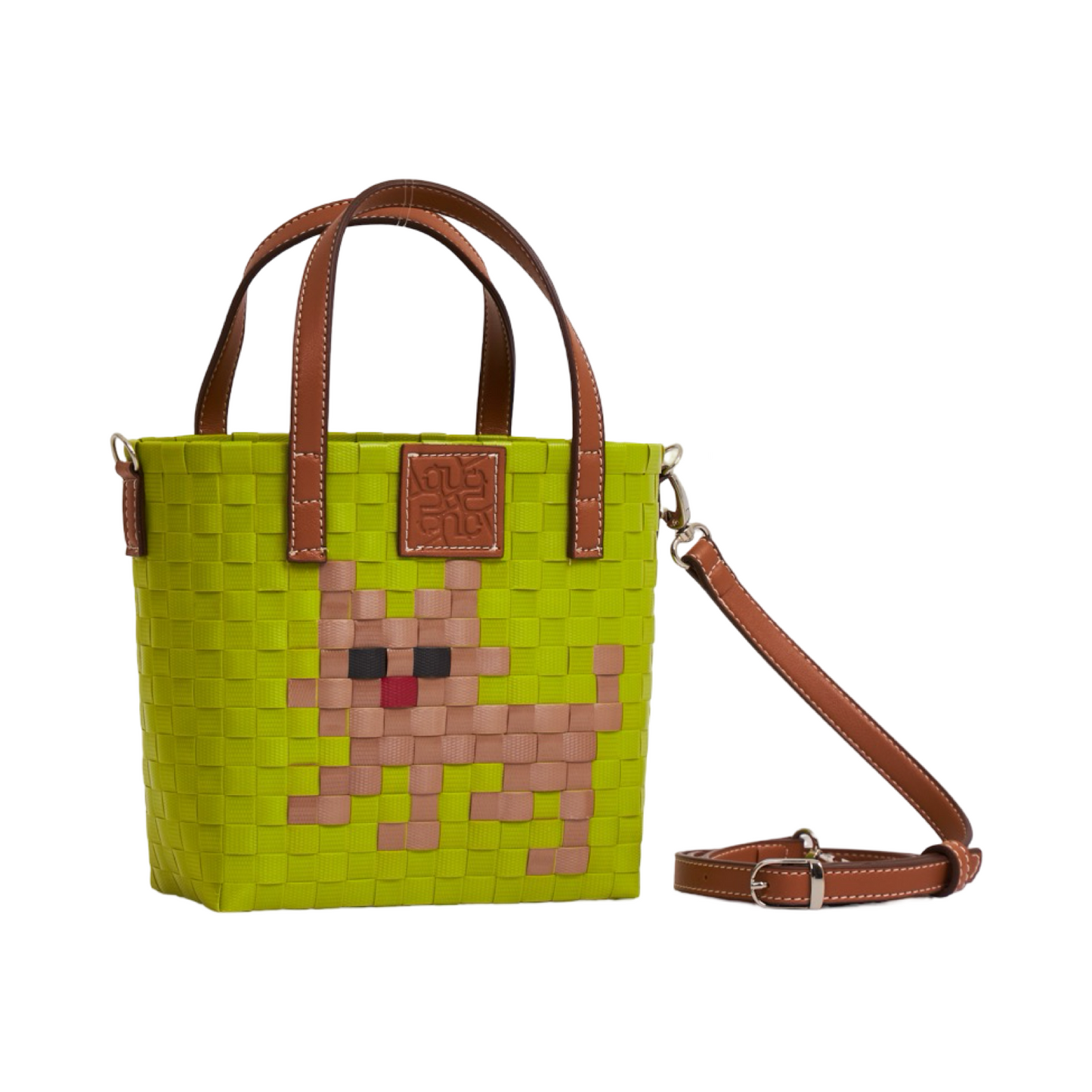 Animal Basket Bag With Strap Cat S - Green