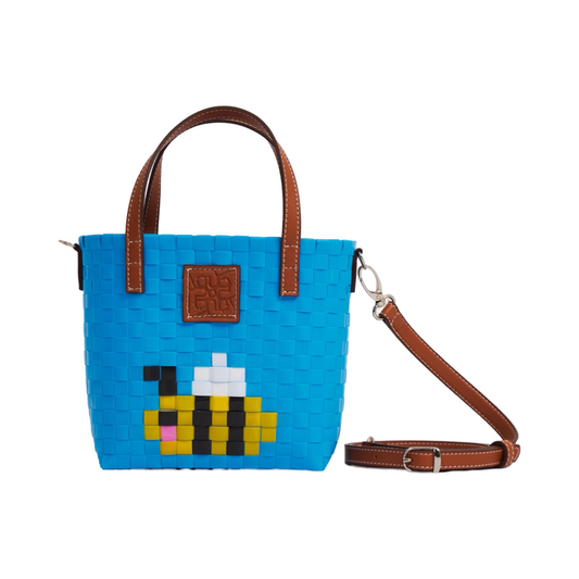 Animal Basket Bag With Strap Bee S - Blue