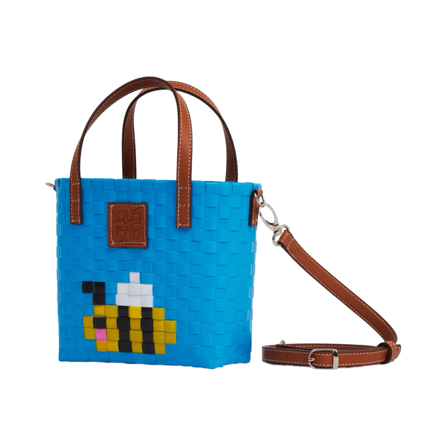 Animal Basket Bag With Strap Bee S - Blue