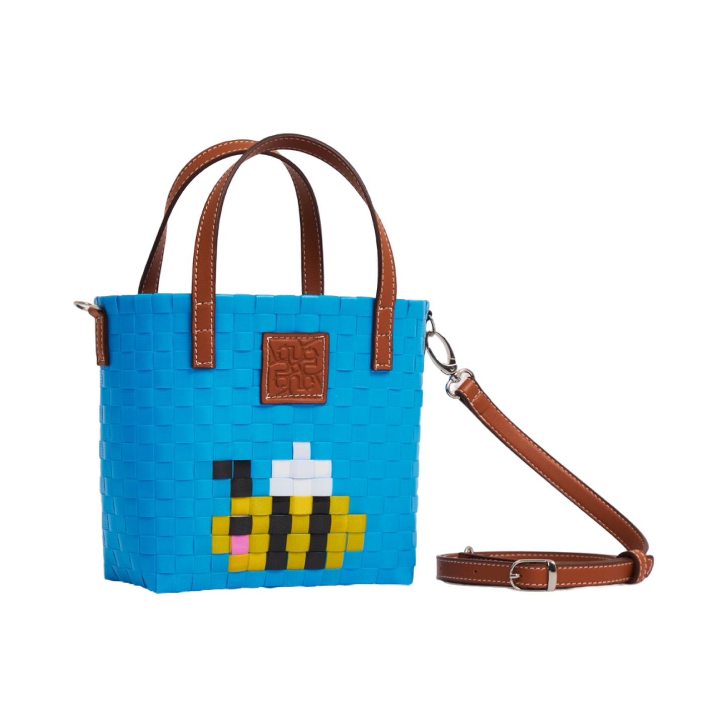 Animal Basket Bag With Strap Bee S - Blue