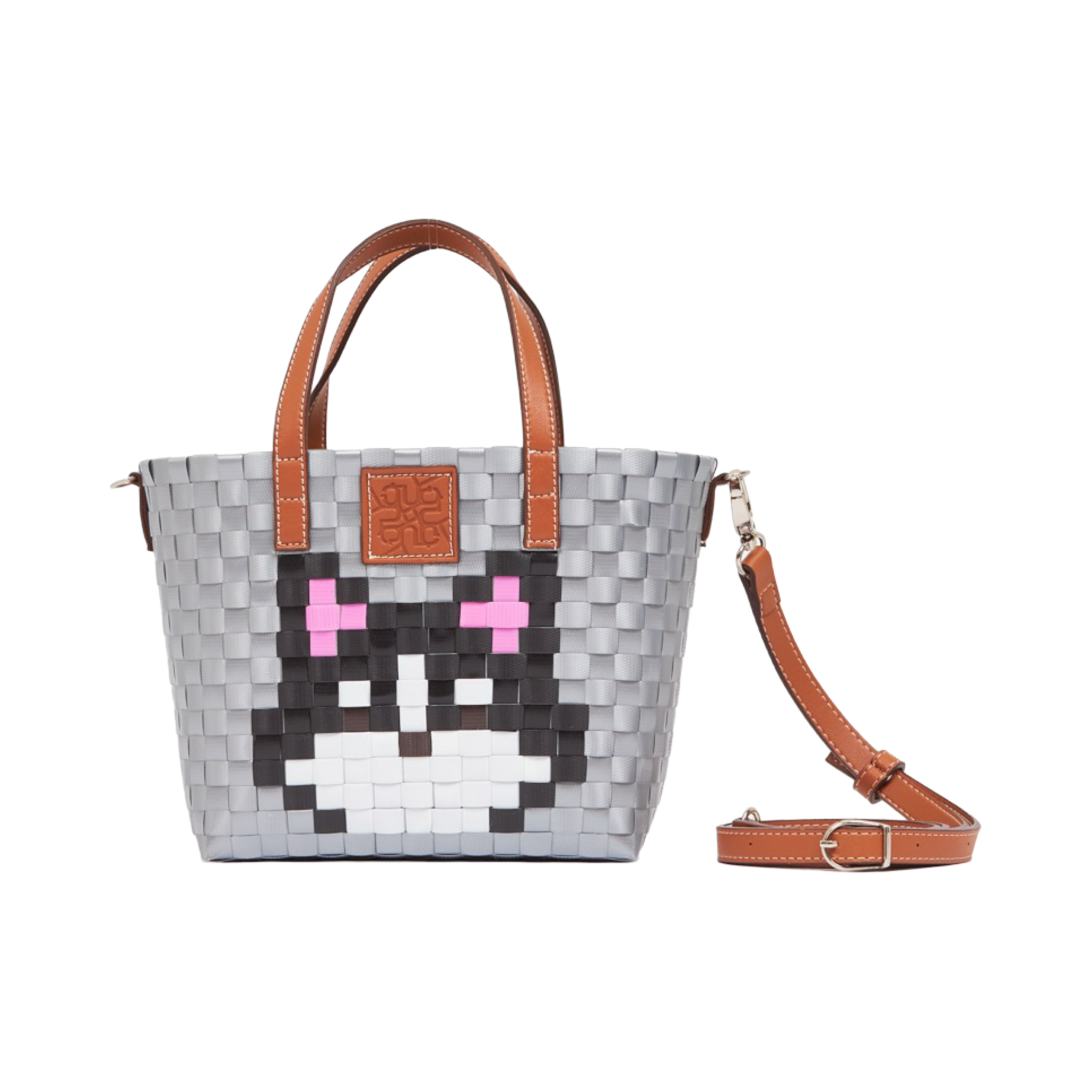 Animal Basket Bag With Strap Husky S - Silver