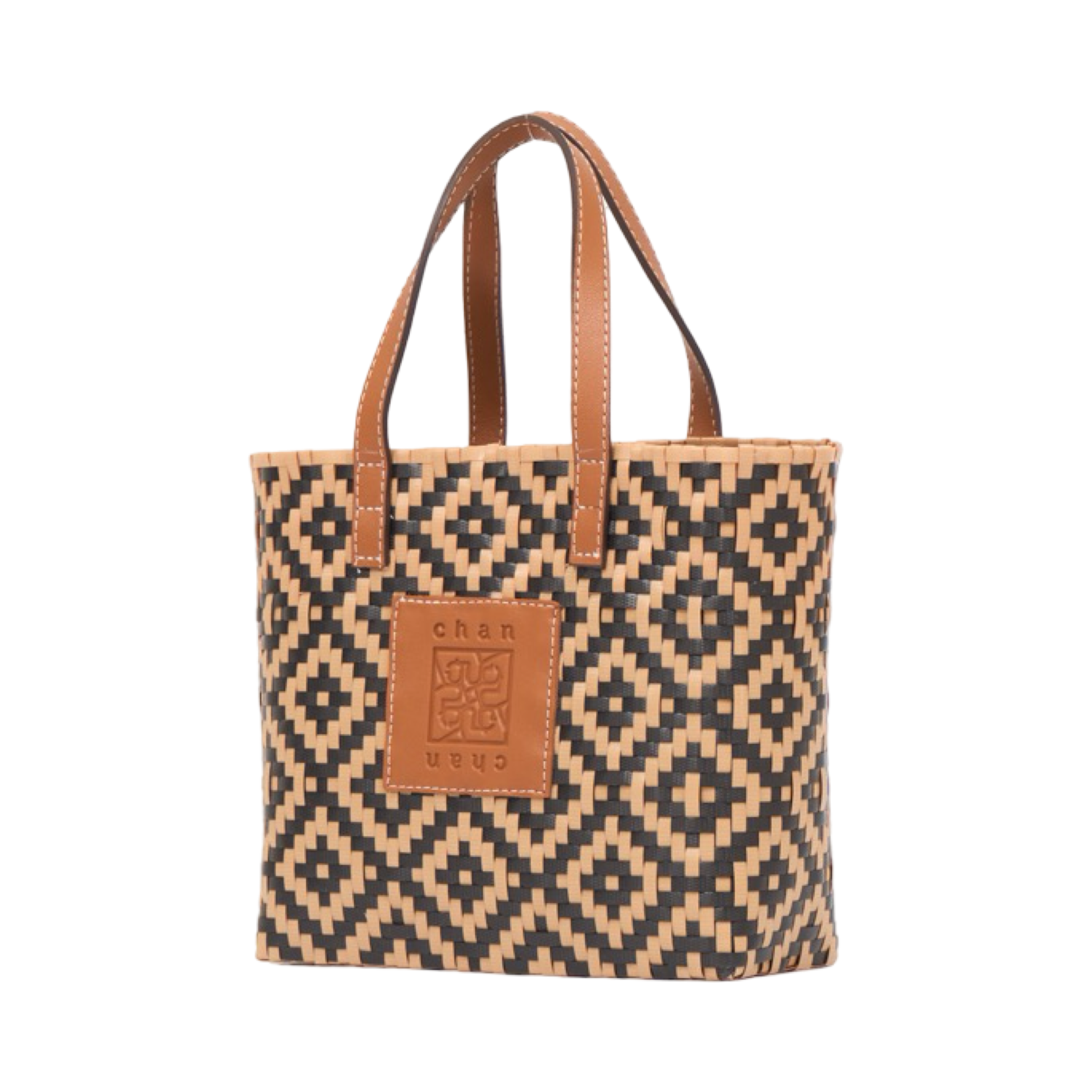 Thai Pattern Basket Bag M - Brown Black