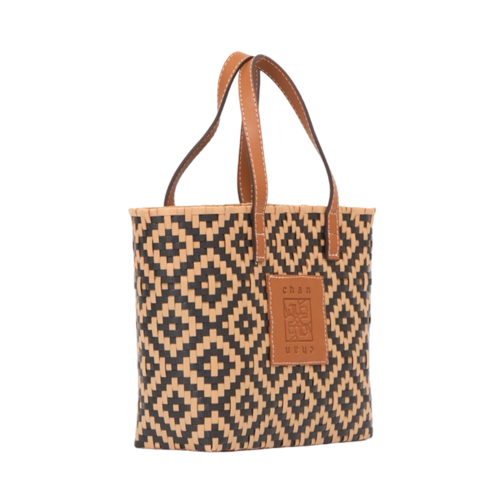 Thai Pattern Basket Bag M - Brown Black