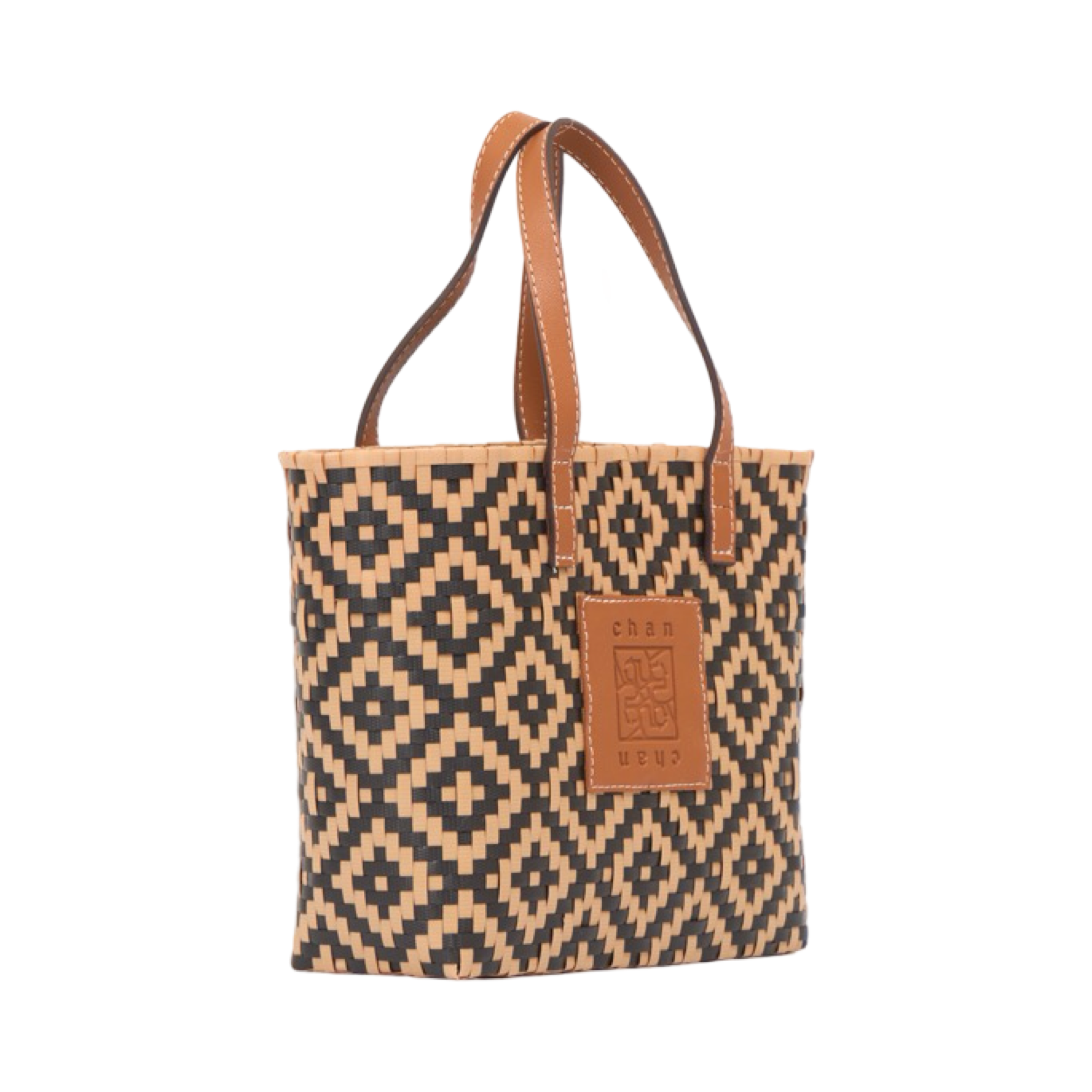 Thai Pattern Basket Bag M - Brown Black