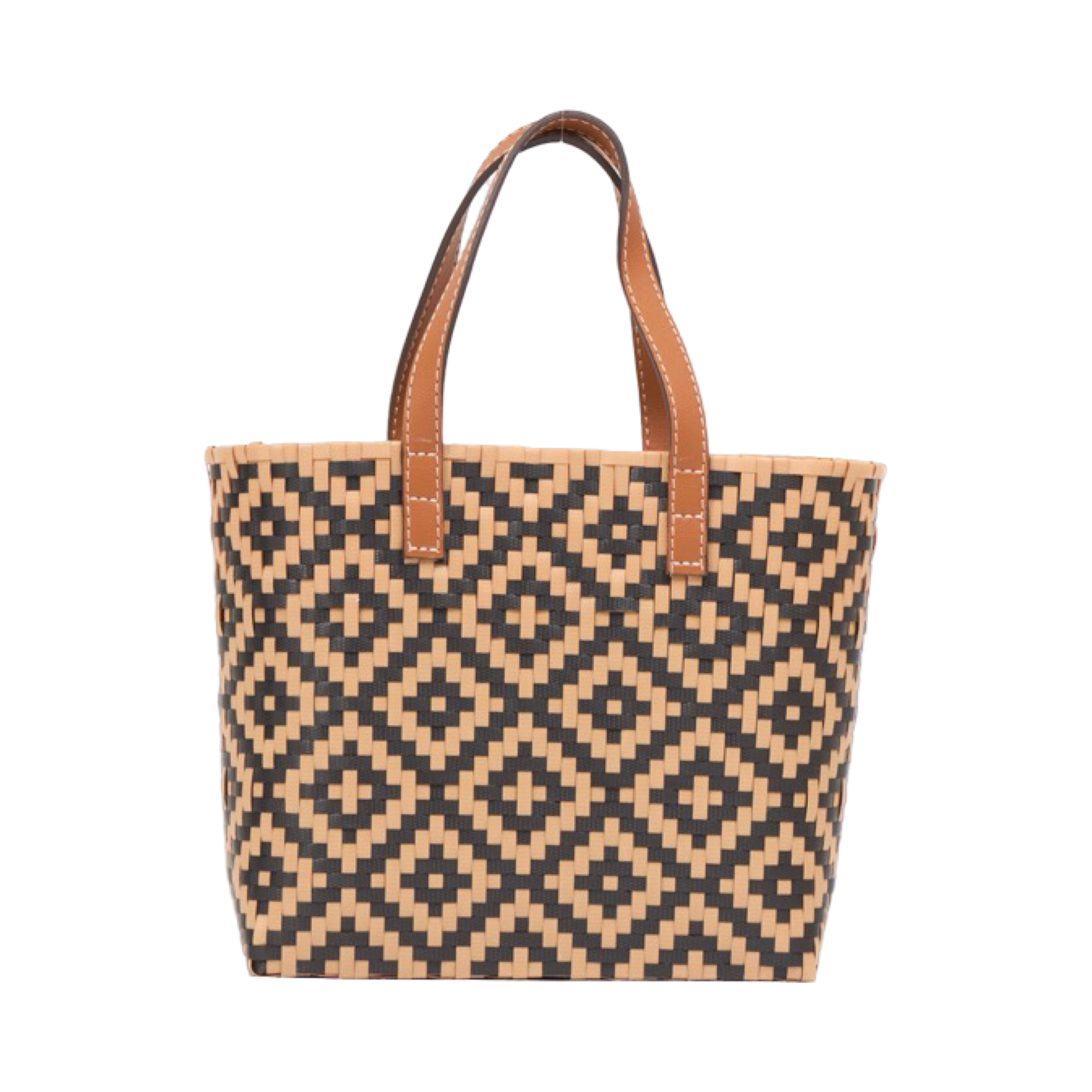 Thai Pattern Basket Bag M - Brown Black