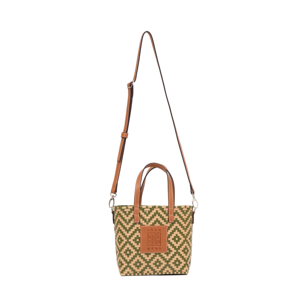 Thai Pattern Basket Bag With Strap M - Green