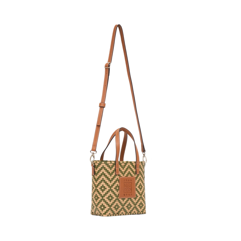 Thai Pattern Basket Bag With Strap M - Green