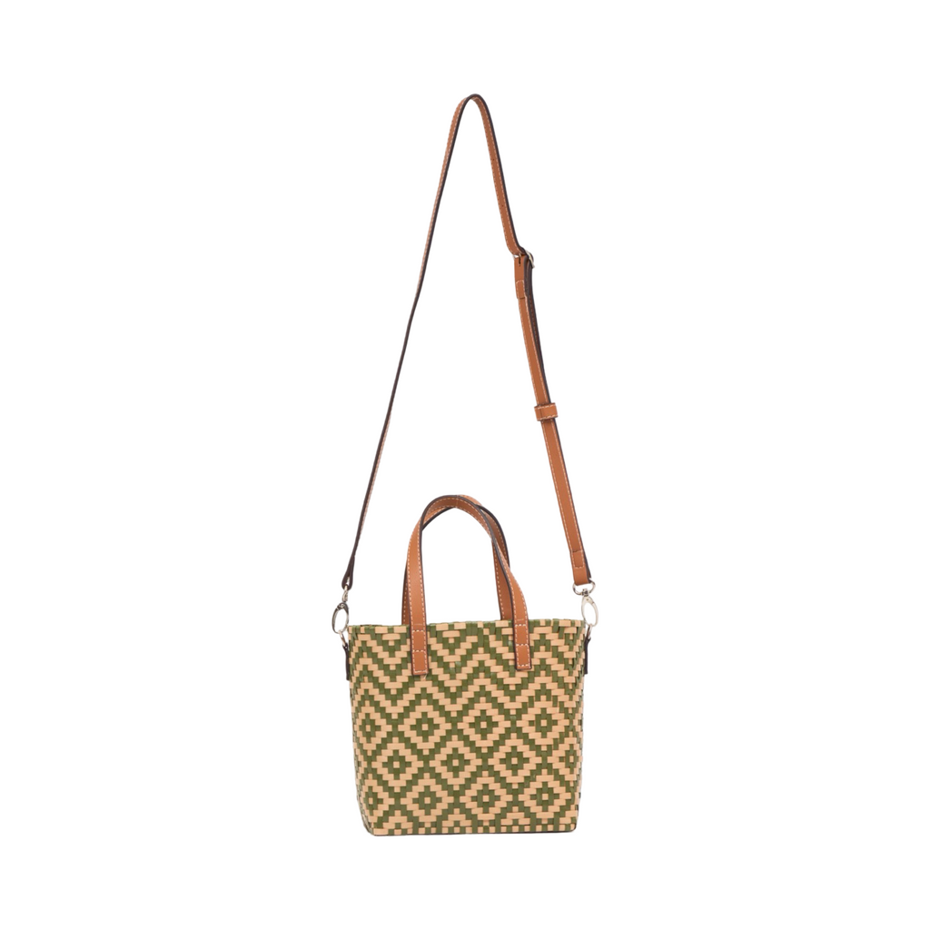 Thai Pattern Basket Bag With Strap M - Green