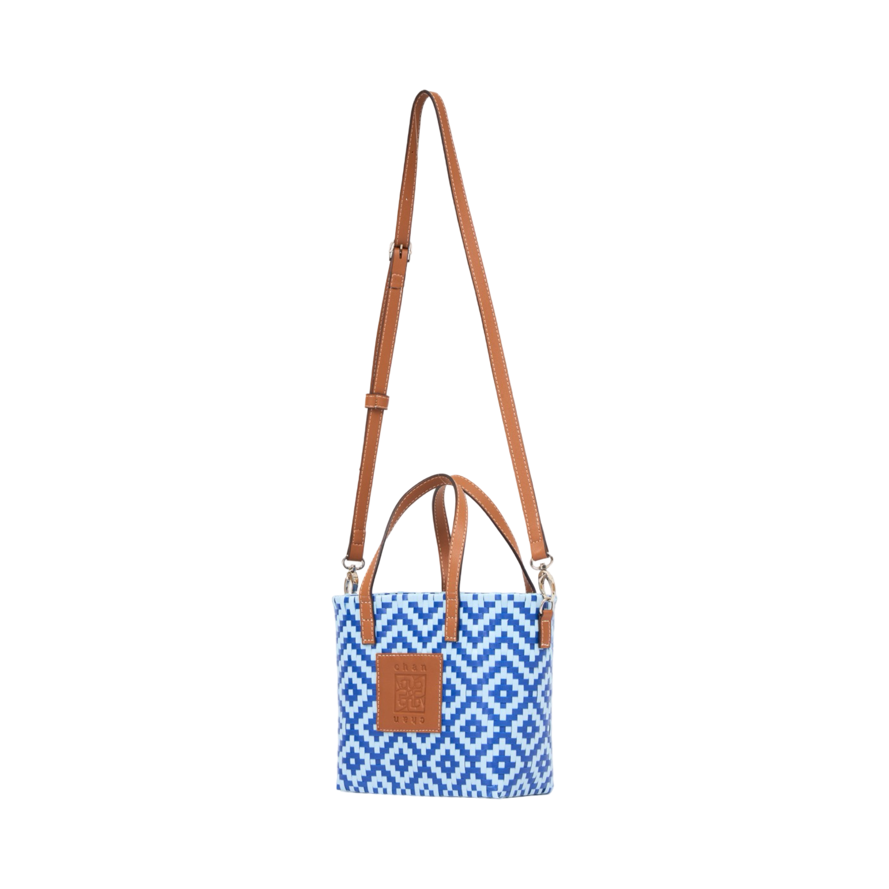 Thai Pattern Basket Bag With Strap M - Blue