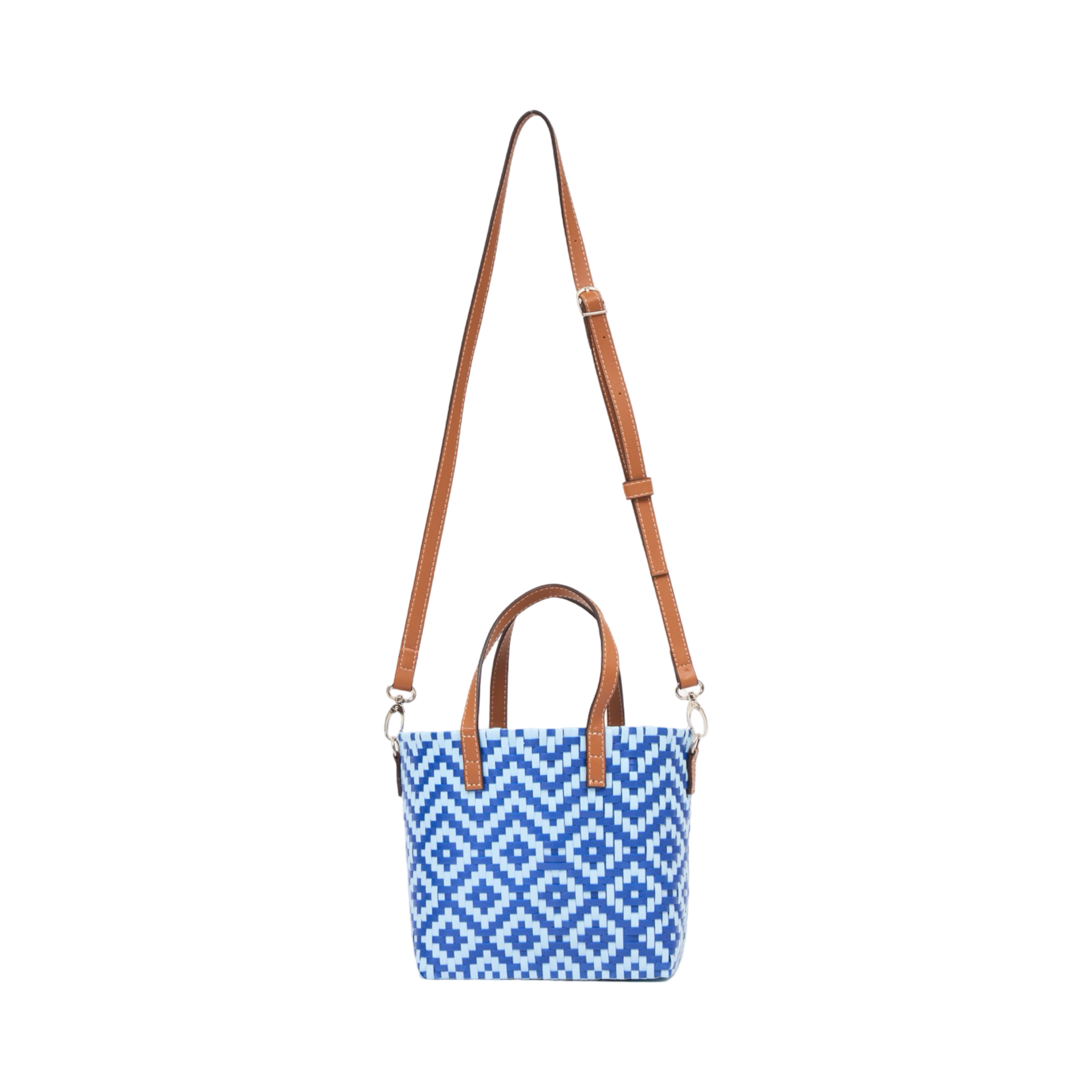 Thai Pattern Basket Bag With Strap M - Blue