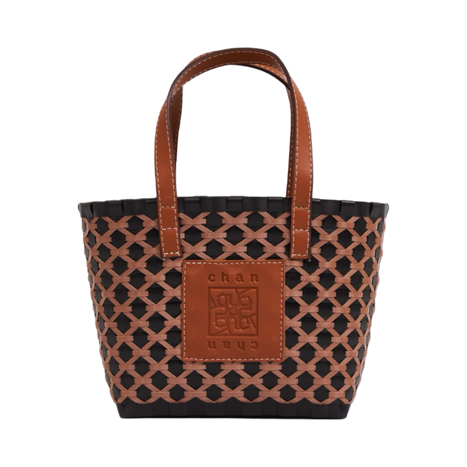 Thai Pattern Basket Bag M - Brown Black