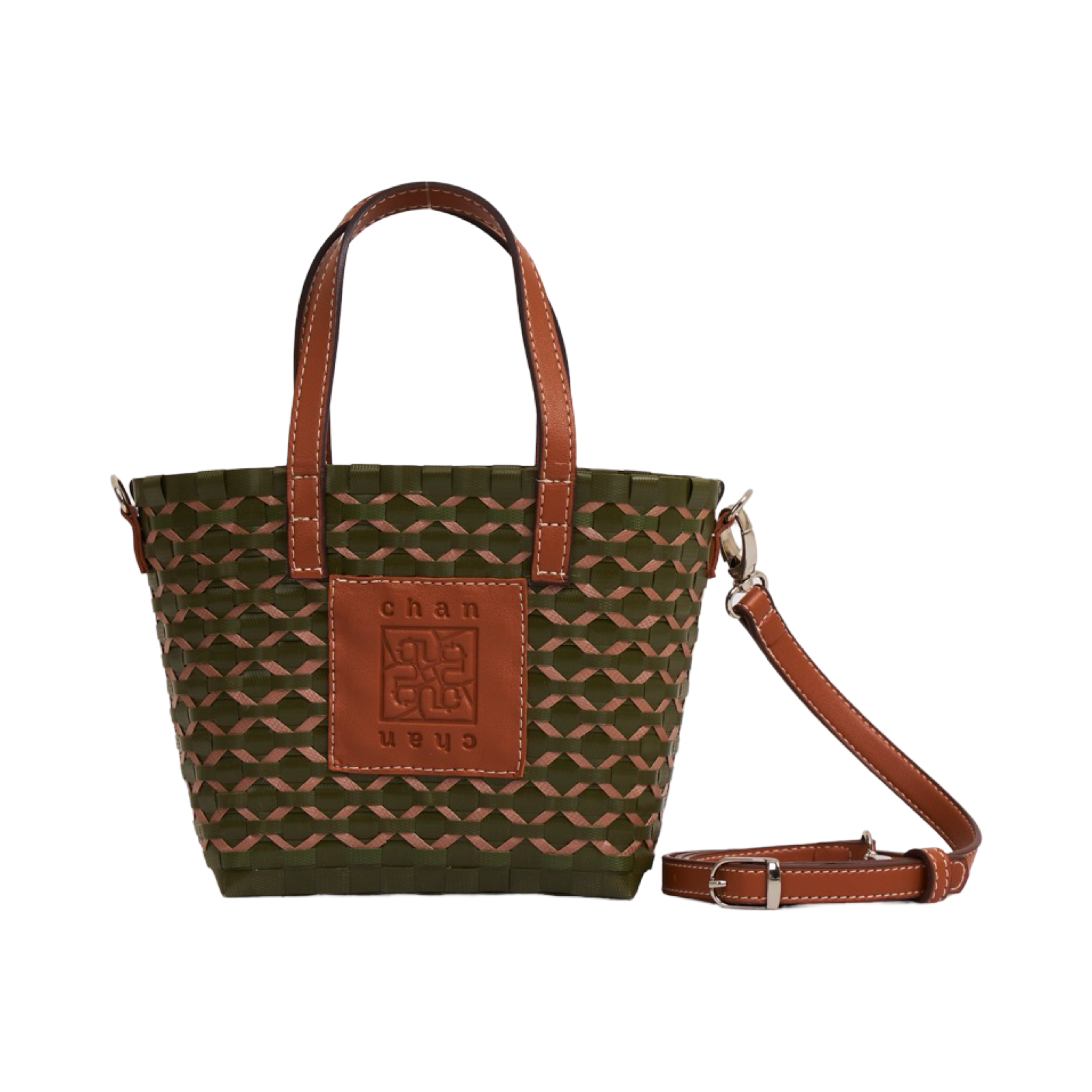 Thai Pattern Basket Bag With Strap S - Green