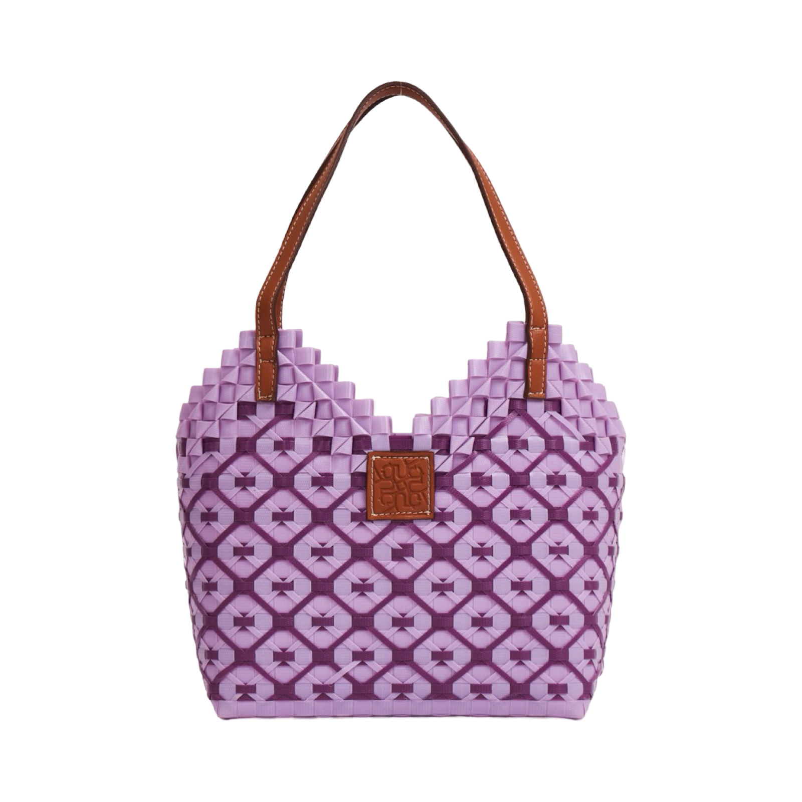 Thai Pattern Heart Basket Bag M - Purple