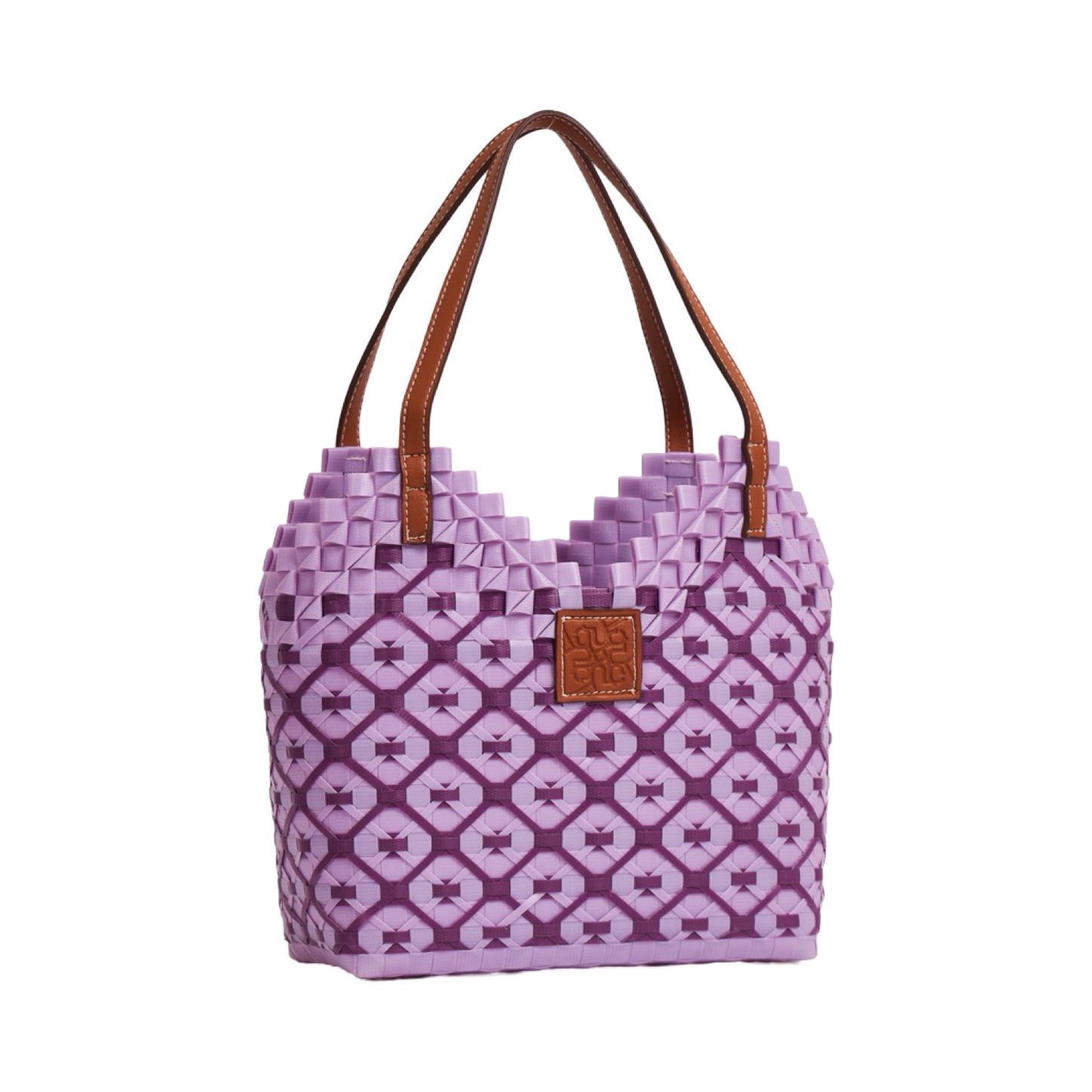 Thai Pattern Heart Basket Bag M - Purple