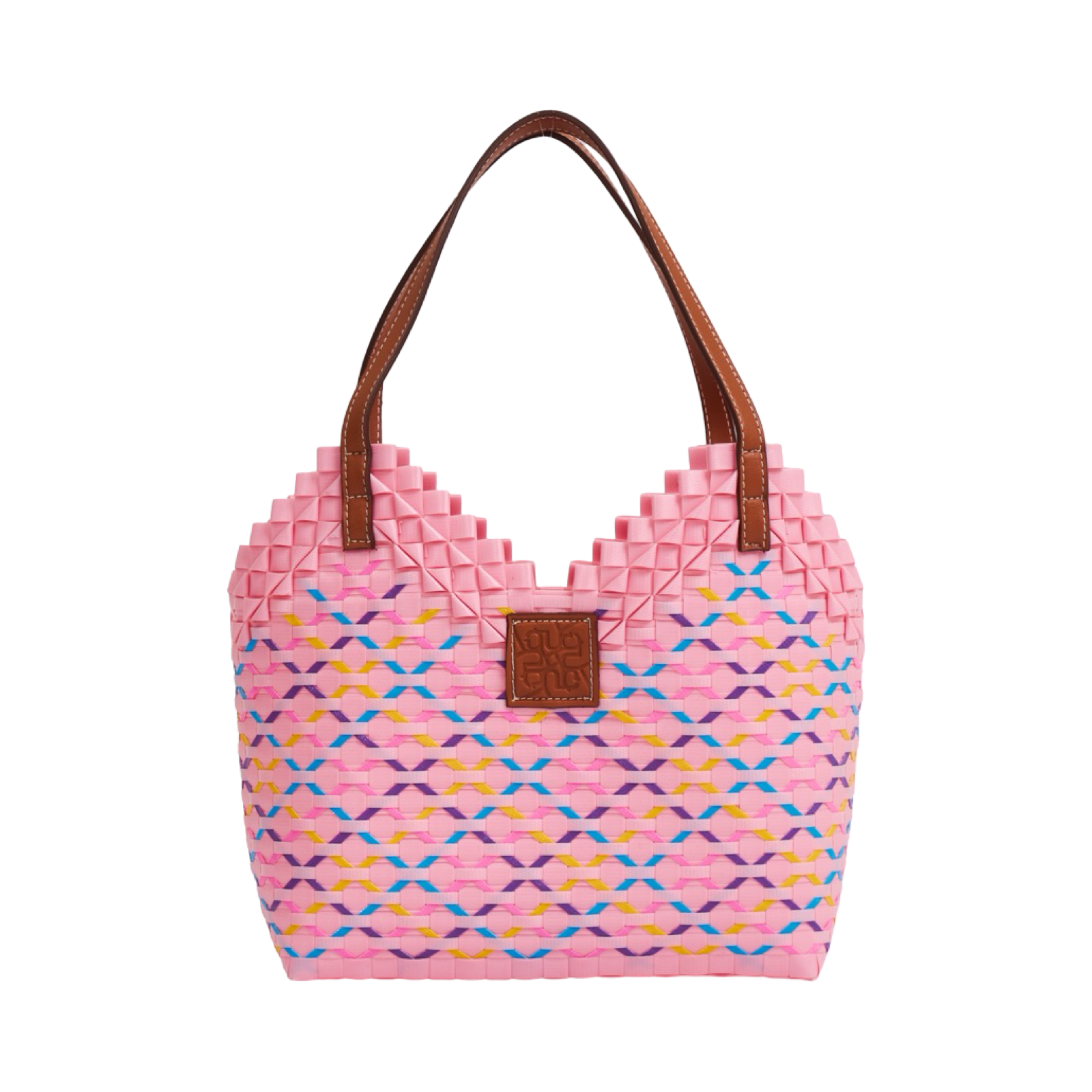 Thai Pattern Heart Basket Bag M - Rainbow Pink