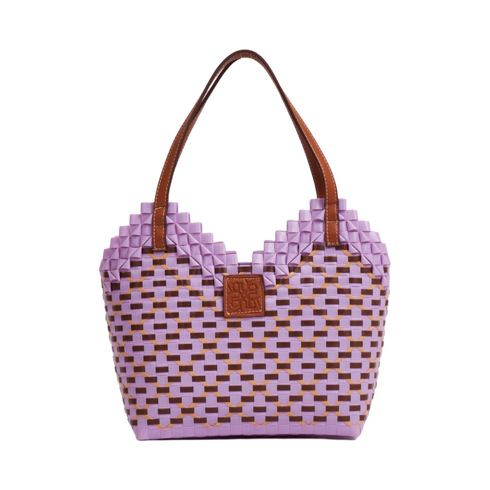 Thai Pattern Heart Basket Bag M - Light Purple
