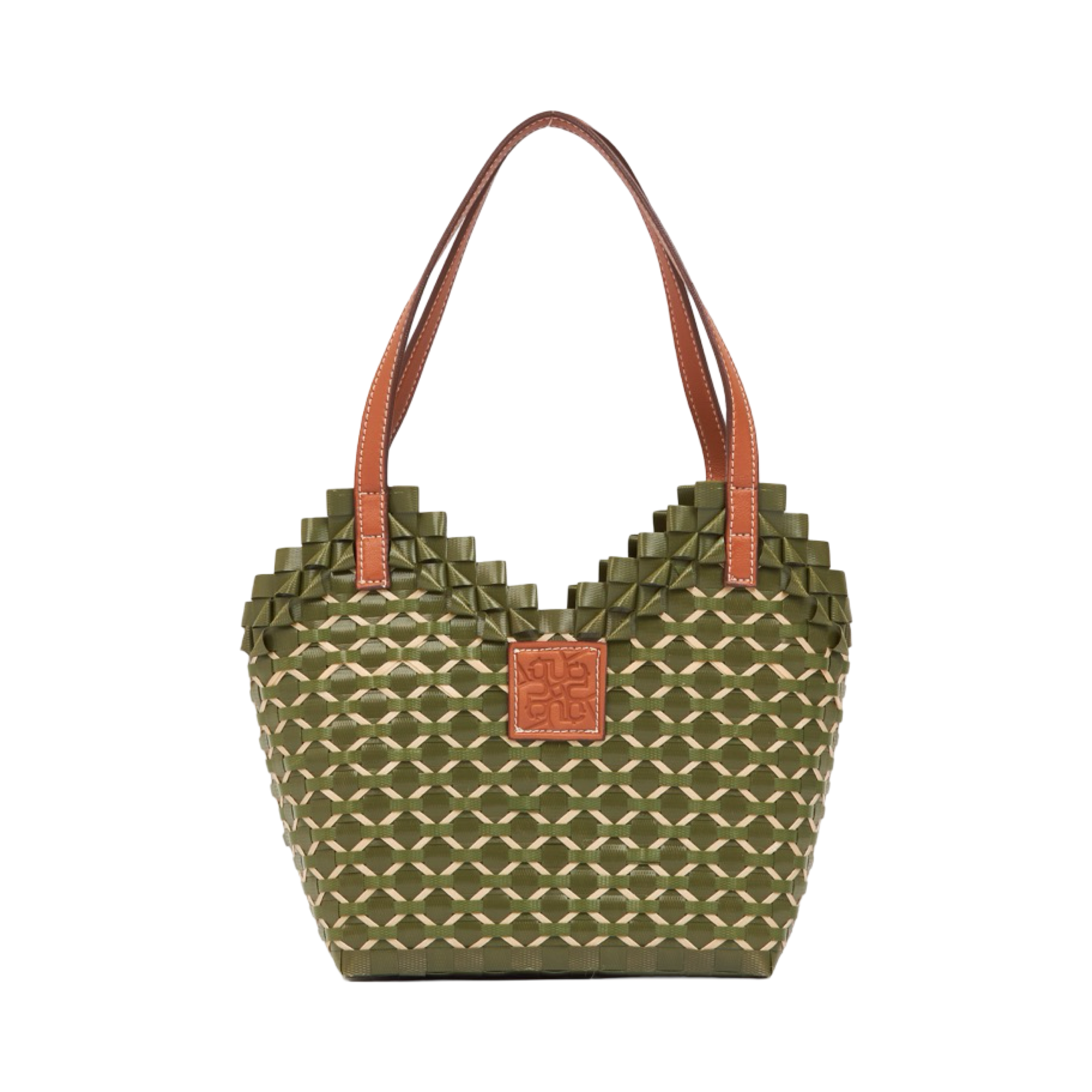 Thai Pattern Heart Basket Bag S - Olive
