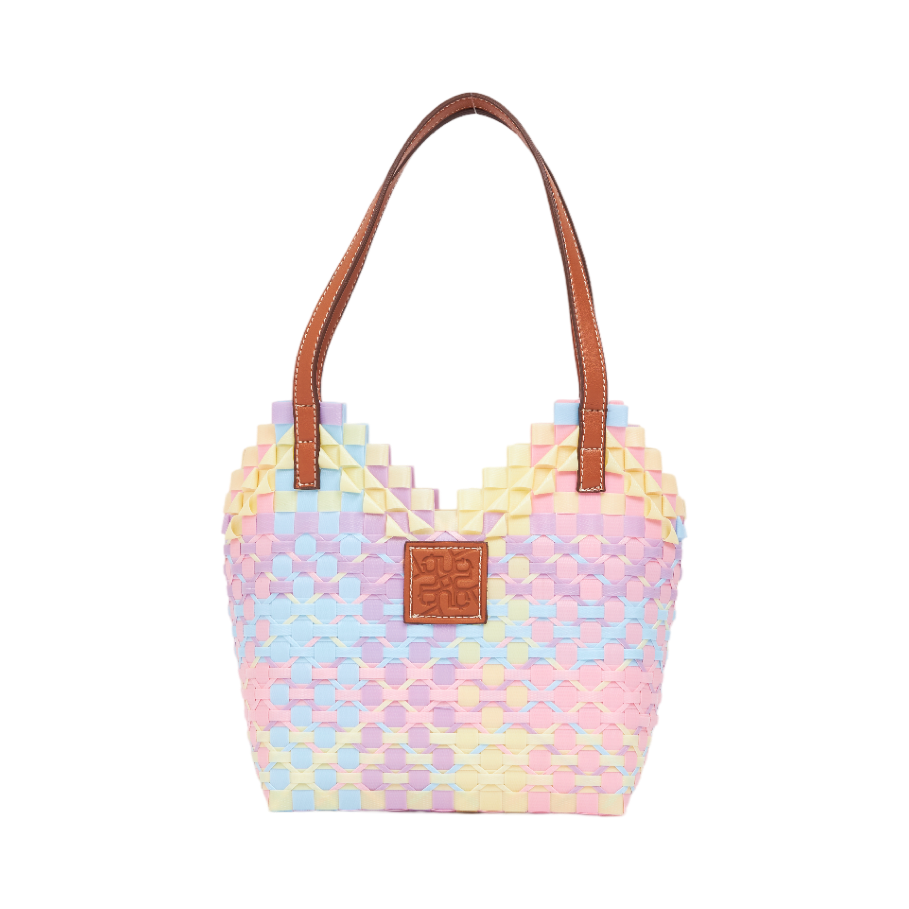 Thai Pattern Heart Basket Bag S - Pastel