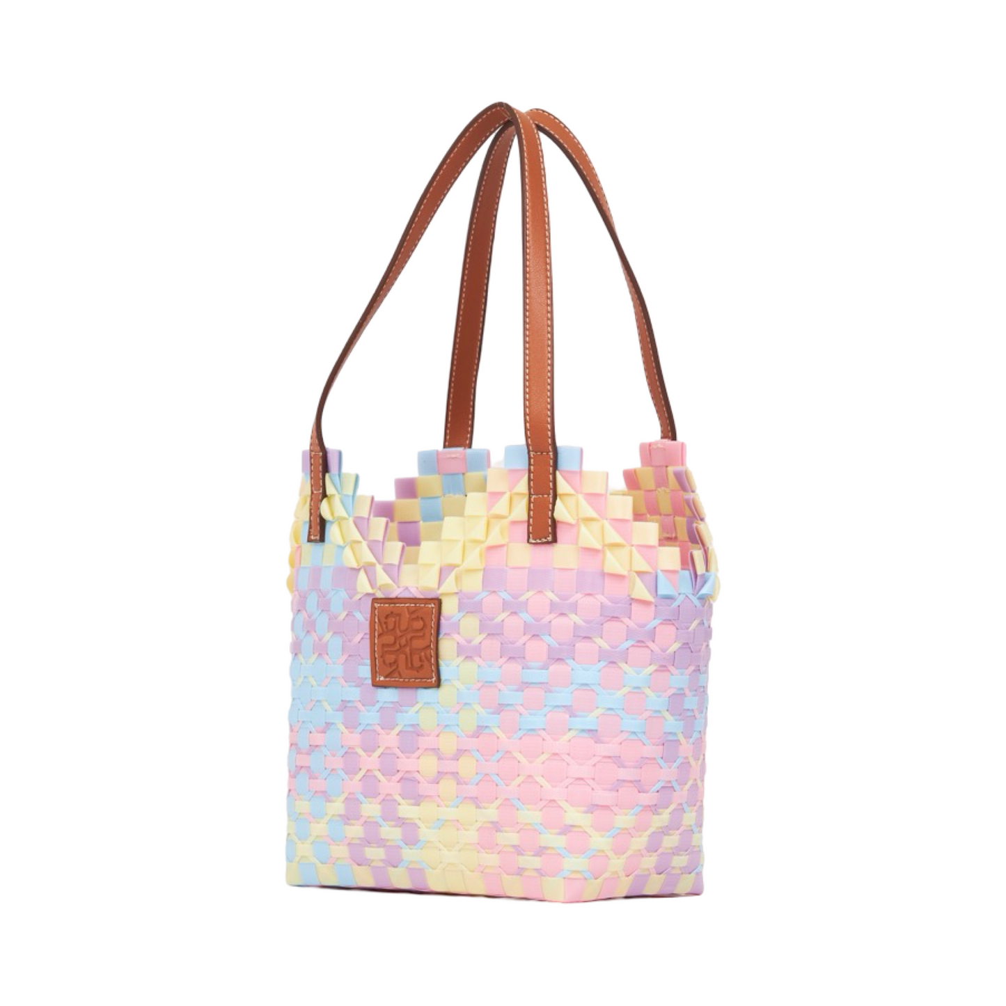 Thai Pattern Heart Basket Bag S - Pastel