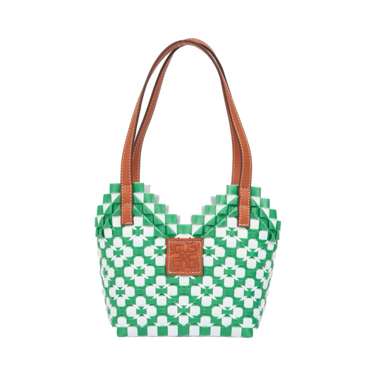 Thai Pattern Heart Basket Bag XS - Green