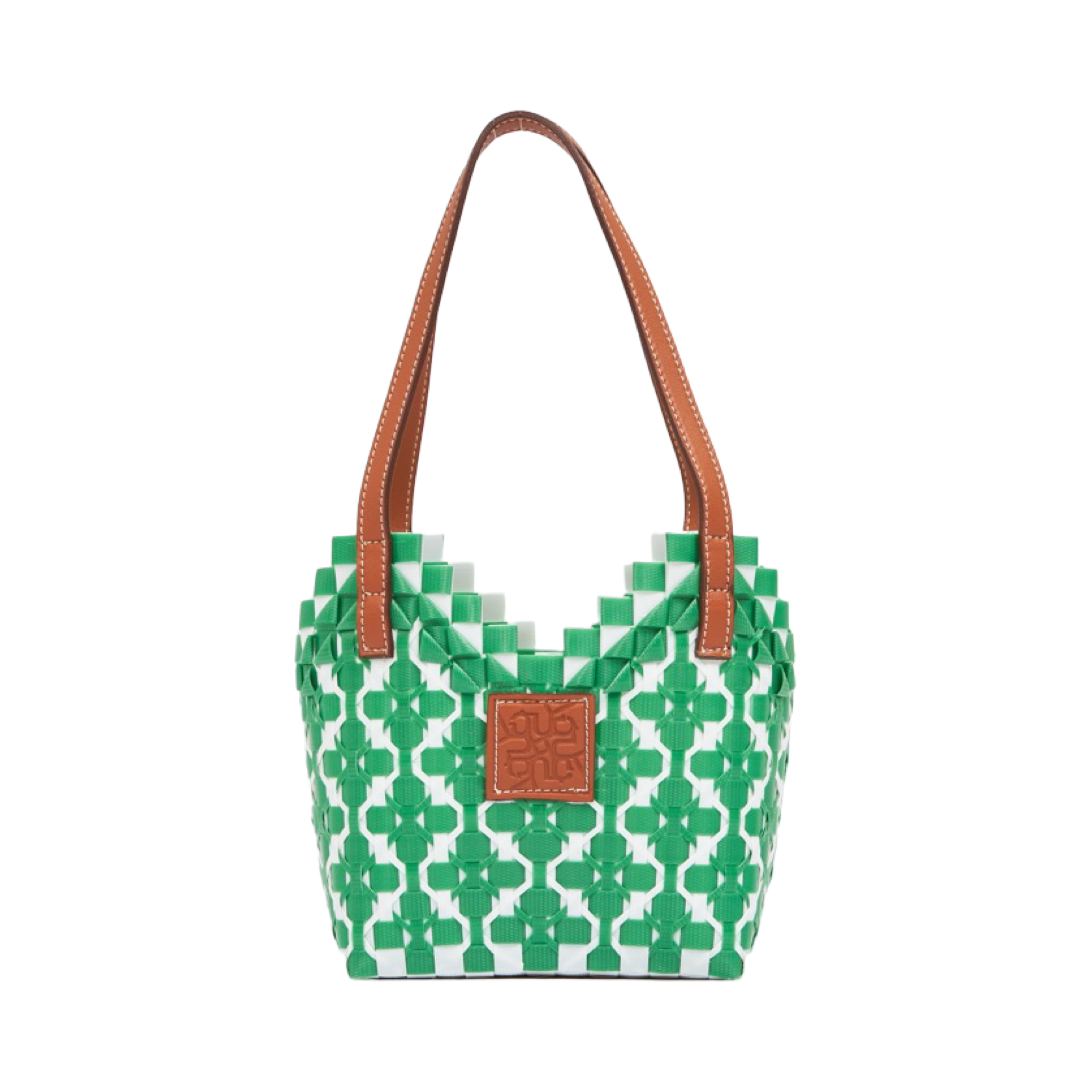 Thai Pattern Heart Basket Bag XS - Green