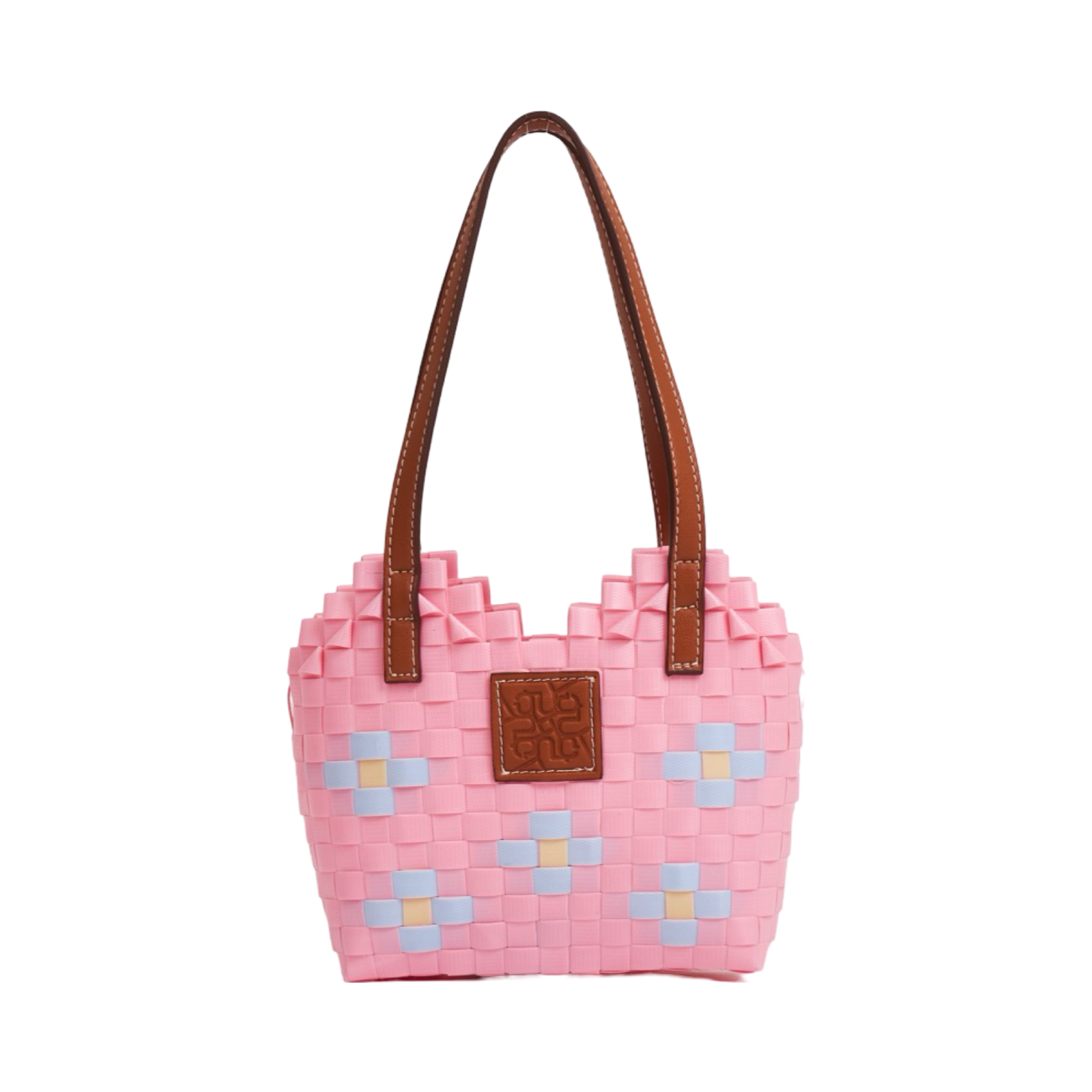 Floral Heart Basket Bag XS - Pink