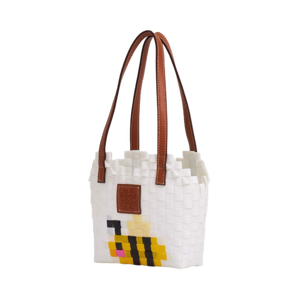 Bee Heart Basket Bag XS - White