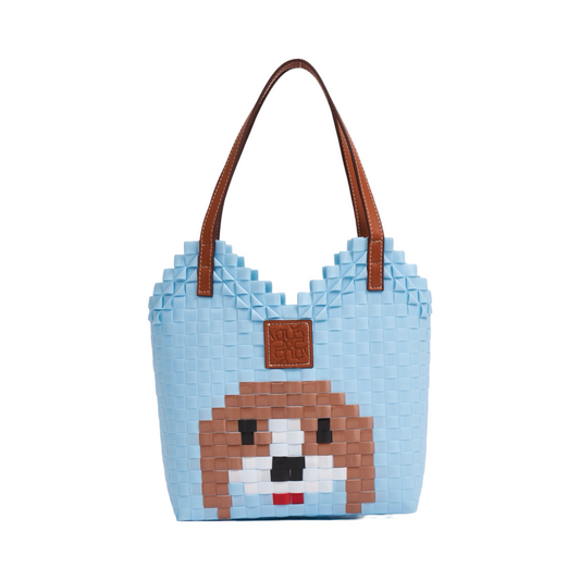 Beagle Heart Basket Bag M - Light Blue