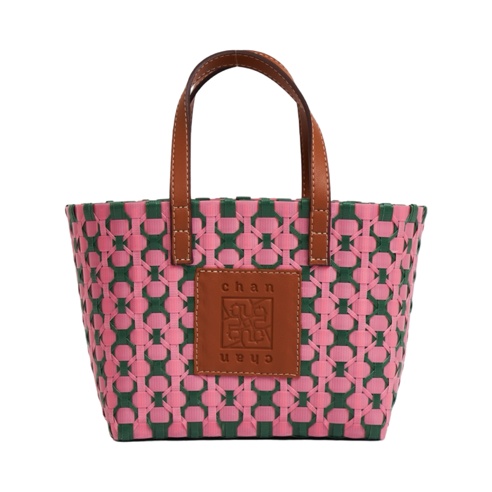 Thai Pattern Basket Bag M - Pink Green