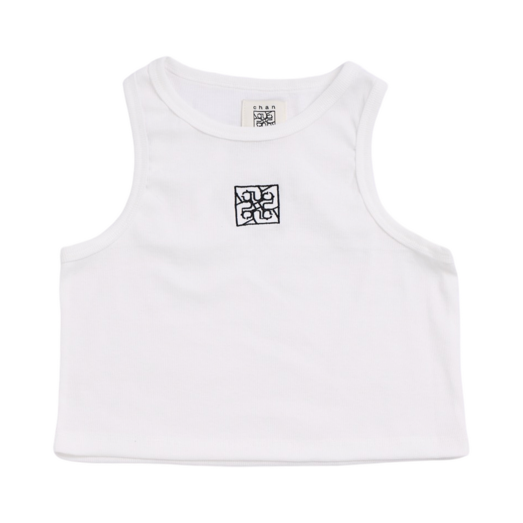 Ribbed Crop Tank Top - White