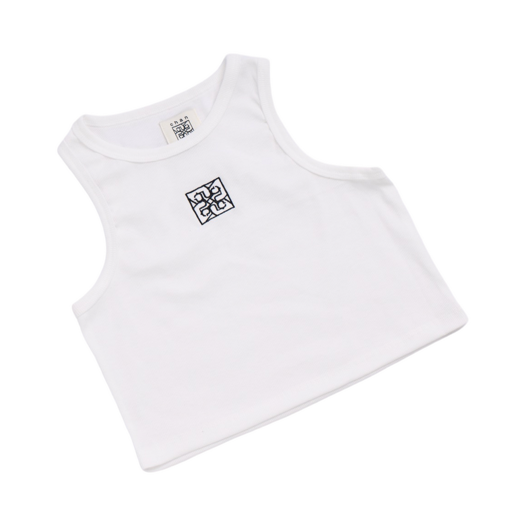 Ribbed Crop Tank Top - White
