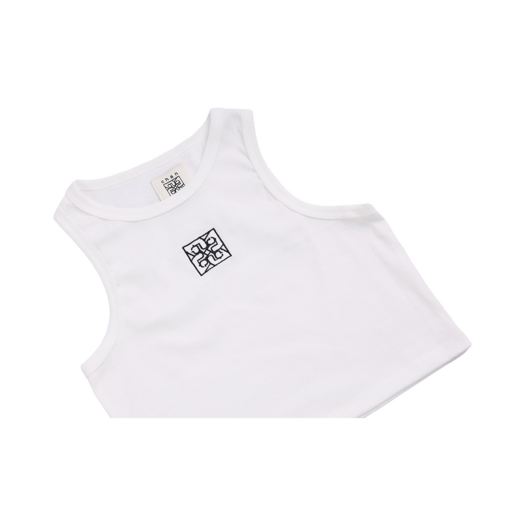 Ribbed Crop Tank Top - White