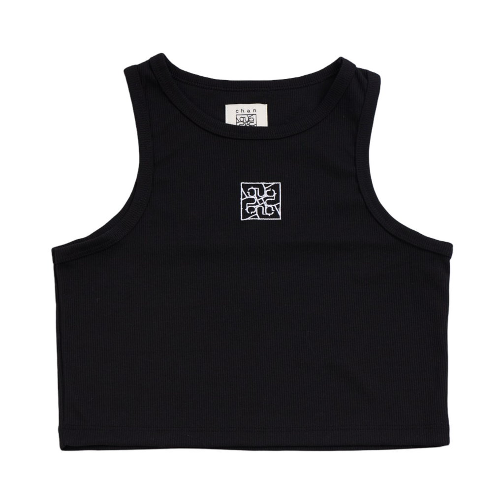 Ribbed Crop Tank Top - Black