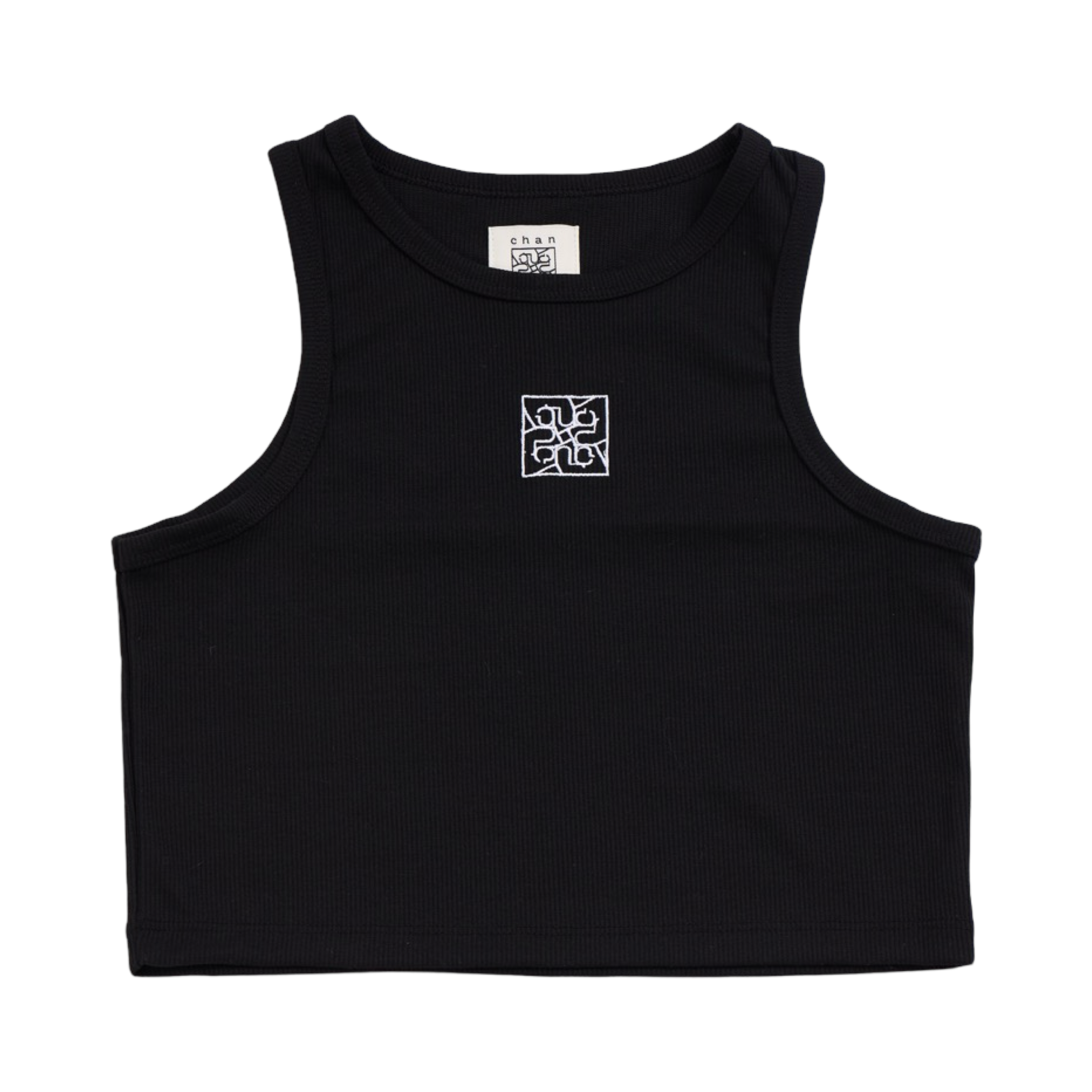Ribbed Crop Tank Top - Black
