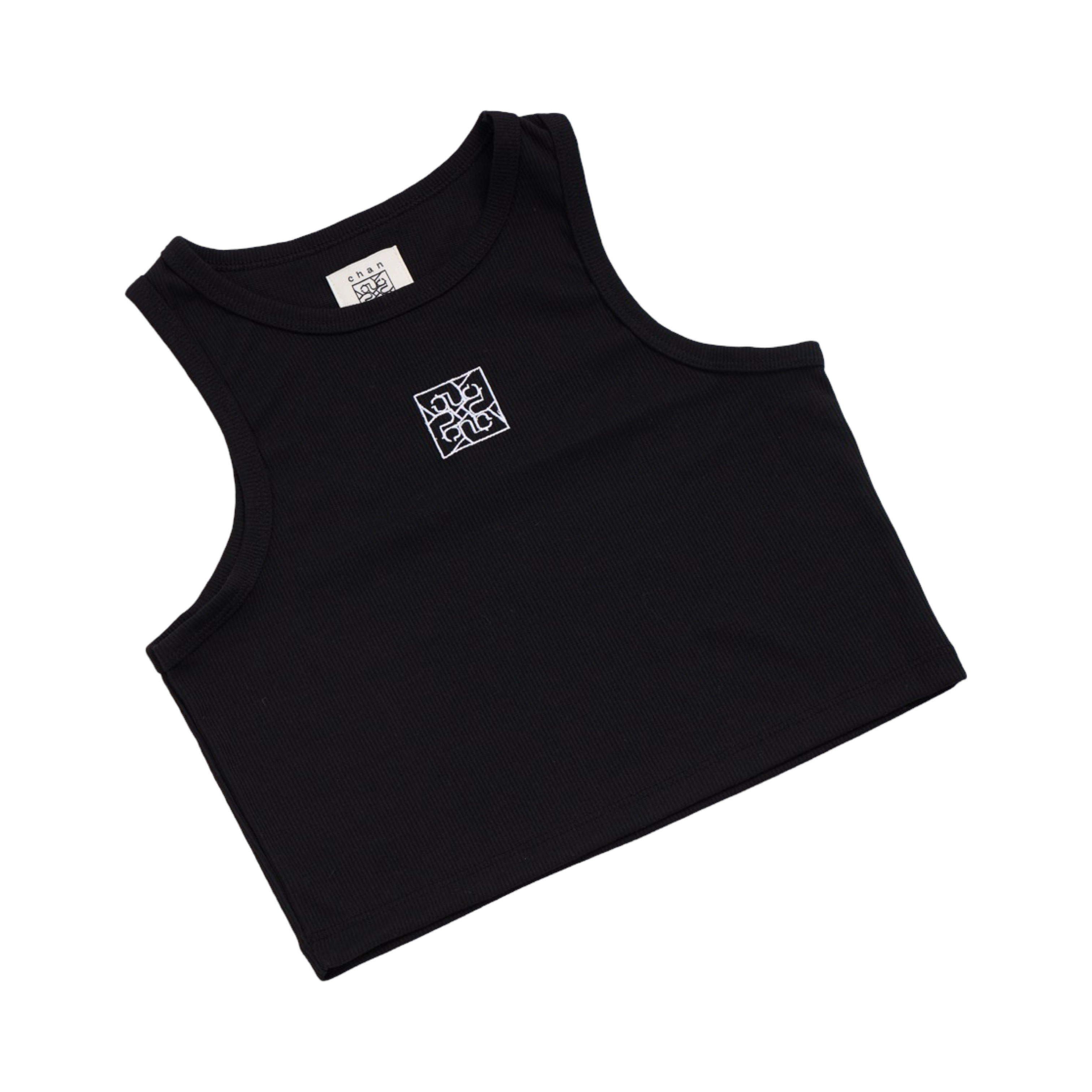 Ribbed Crop Tank Top - Black