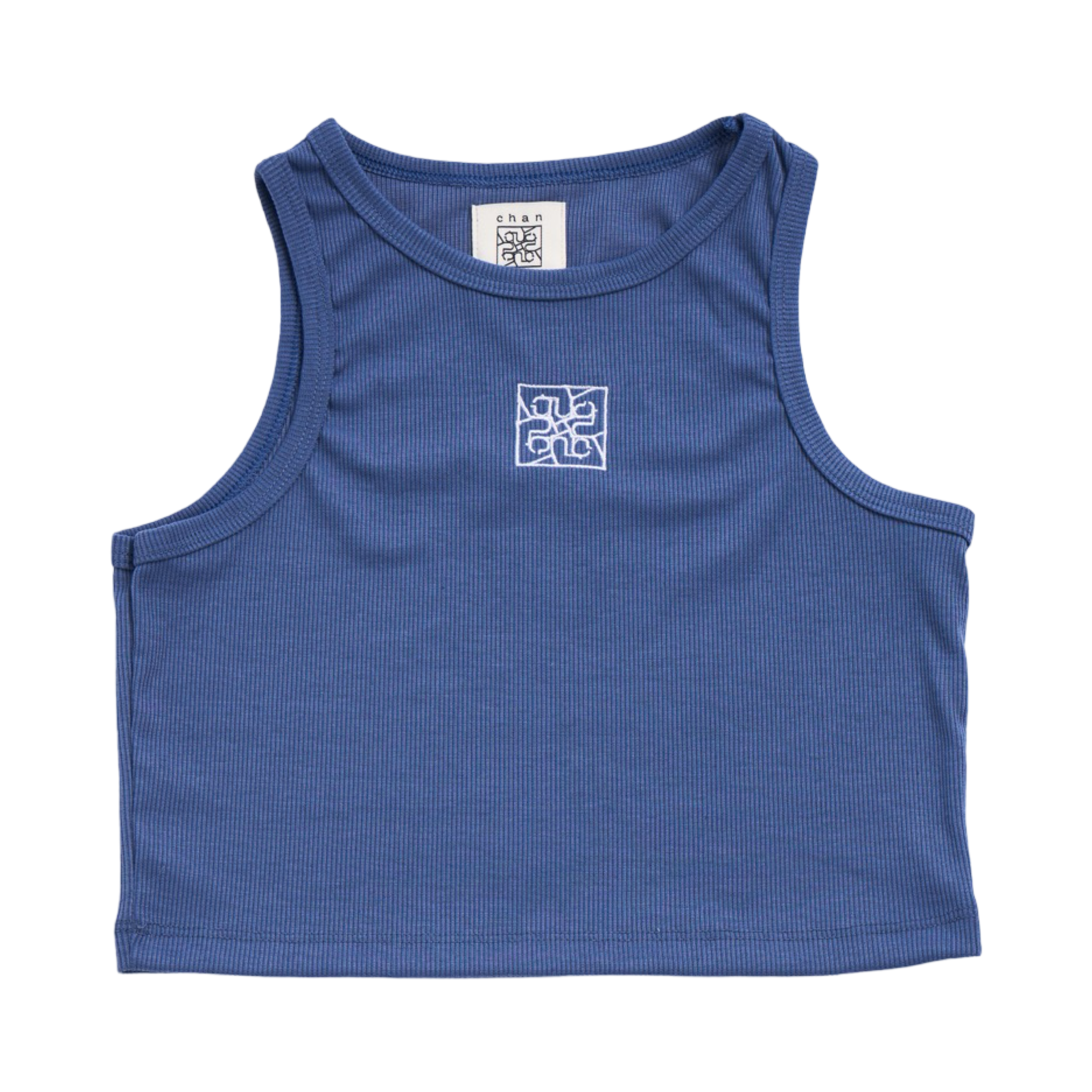 Ribbed Crop Tank Top - Navy