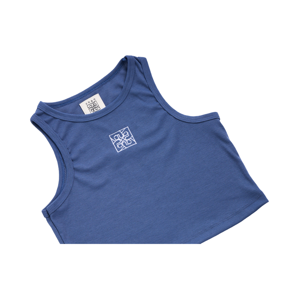 Ribbed Crop Tank Top - Navy