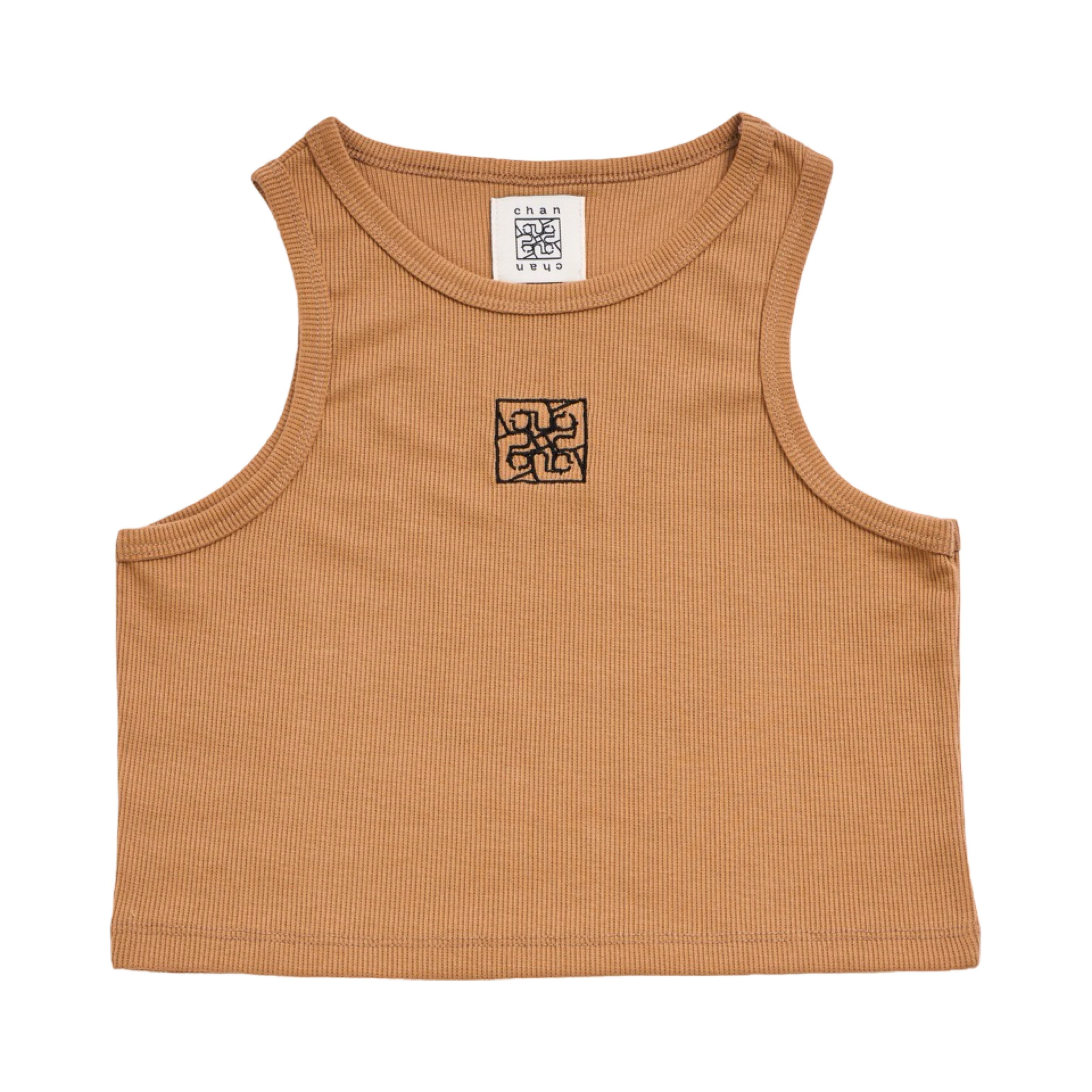 Ribbed Crop Tank Top - Khaki