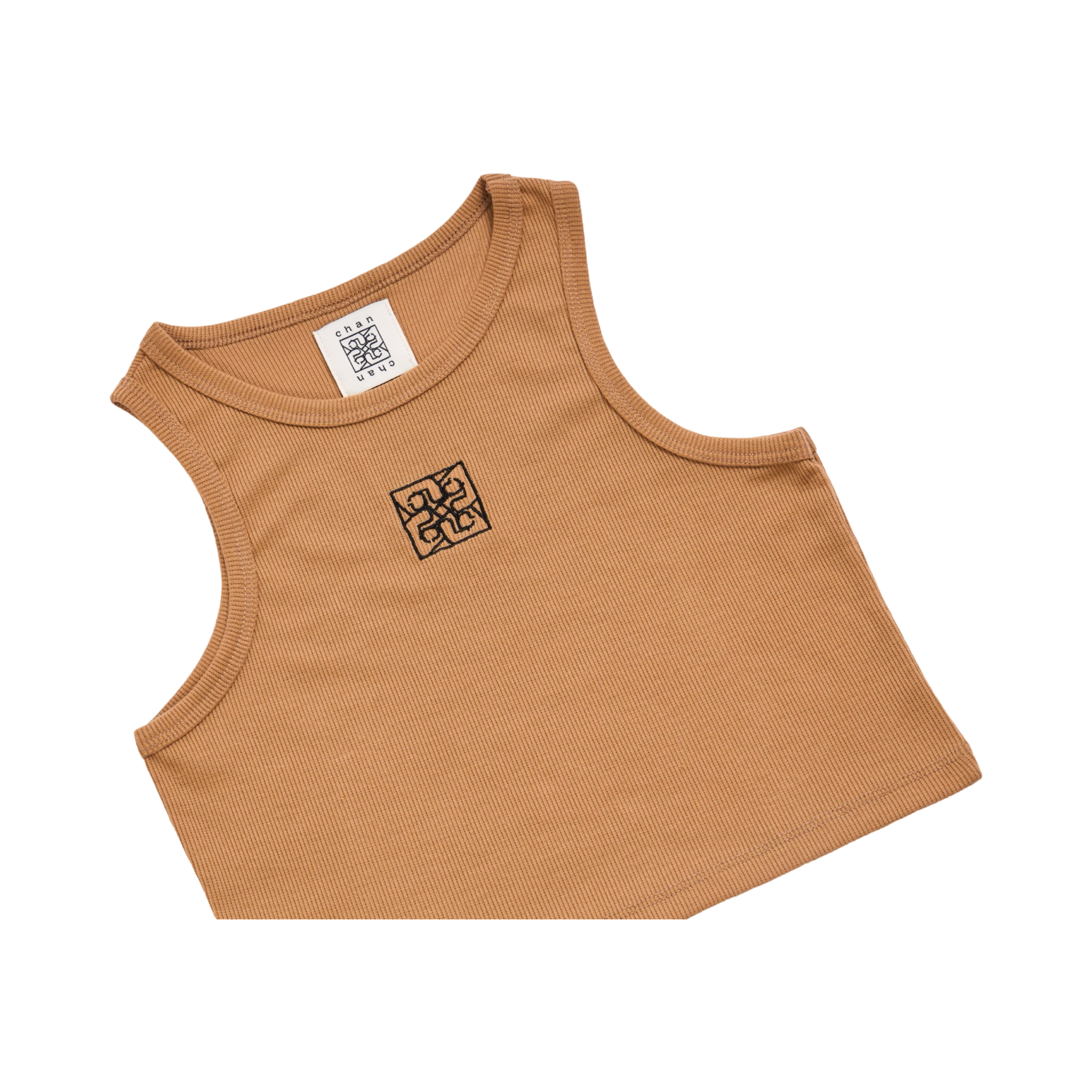 Ribbed Crop Tank Top - Khaki