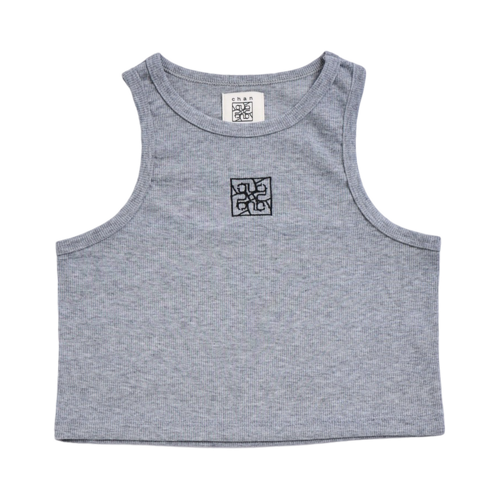 Ribbed Crop Tank Top - Grey Top Dye