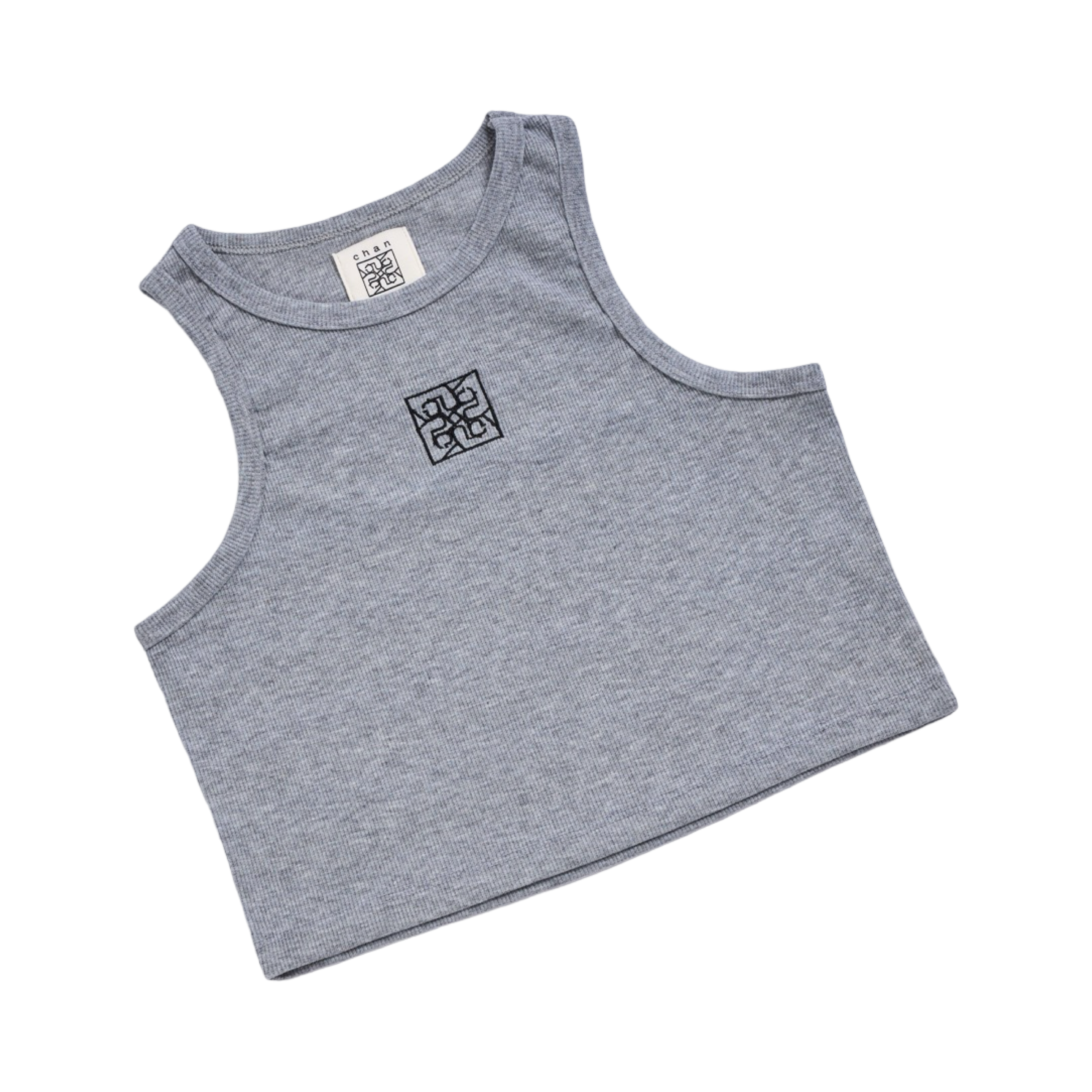 Ribbed Crop Tank Top - Grey Top Dye