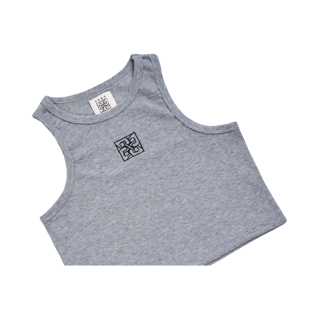 Ribbed Crop Tank Top - Grey Top Dye
