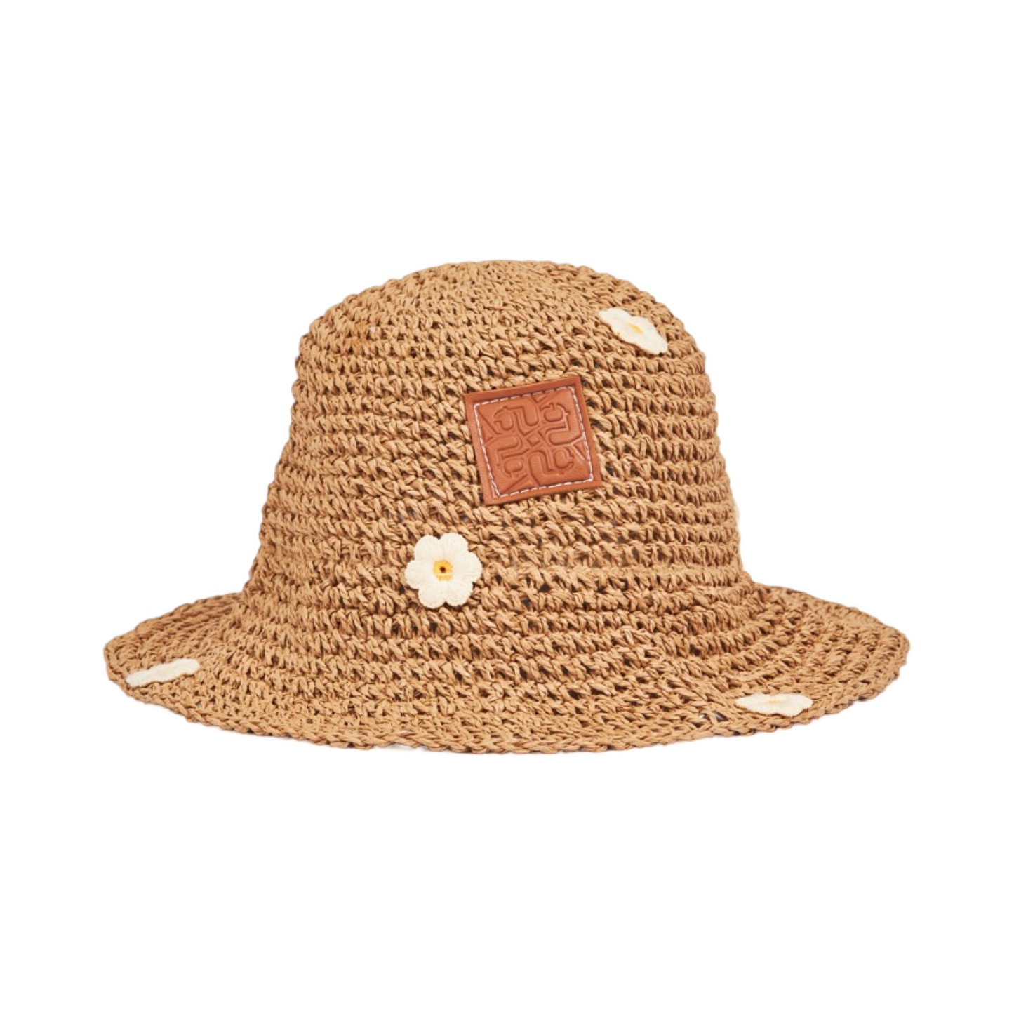 Straw Foral Hat - Brown