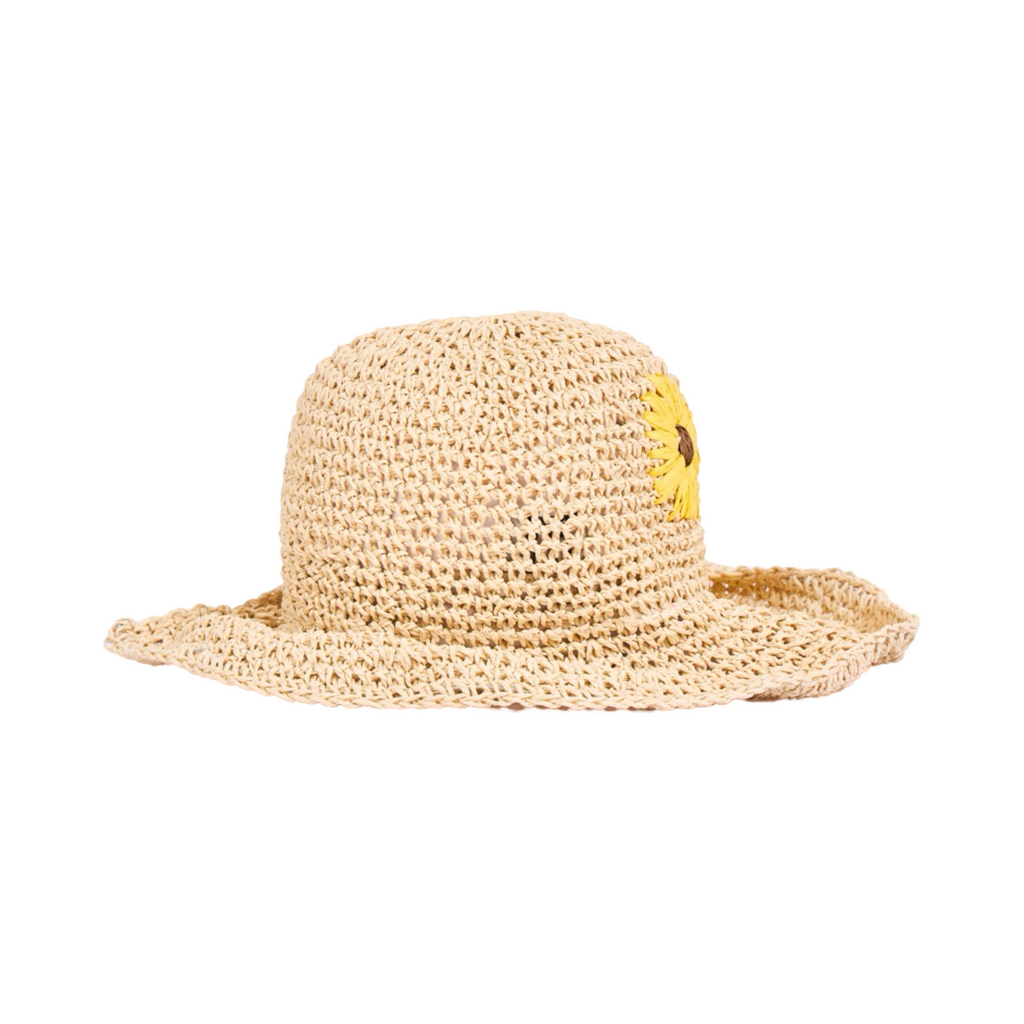 Everyday Earth – Straw Floral Bucket Hat – Beige