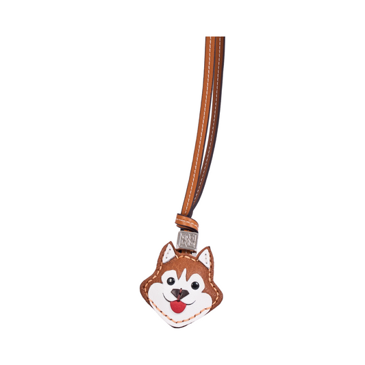 Animal Face Bag Charms Silver - Brown Husky