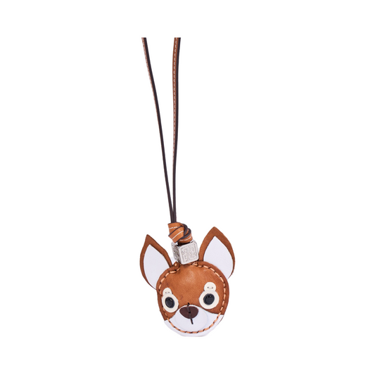 Animal Face Bag Charms Silver - Brown Chihuahua